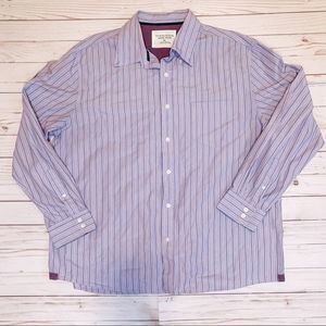 Mens Madison Lavender Striped Button Down XL